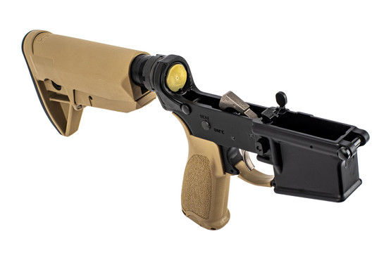 Bravo Company complete lower includes a flat dark earth MOD0 carbine stock and heavy carbine buffer.